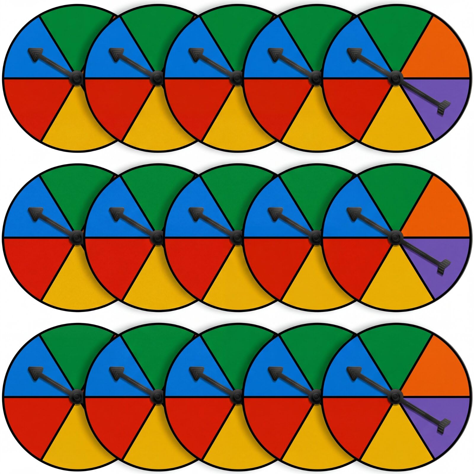 Chivao 10 Set Blank Erasable Game Spinner Boards with Plastic Arrows - 6 Colors for Classroom, Party, or Decision Making