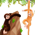 Chivao 2 Pack Hanging Monkey Stuffed Animals - 28 Inch Brown & Khaki Plush Toys with Hook and Loop Fasteners