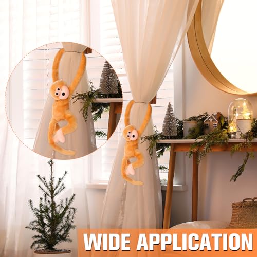 Chivao 2 Pack Hanging Monkey Stuffed Animals - 28 Inch Brown & Khaki Plush Toys with Hook and Loop Fasteners