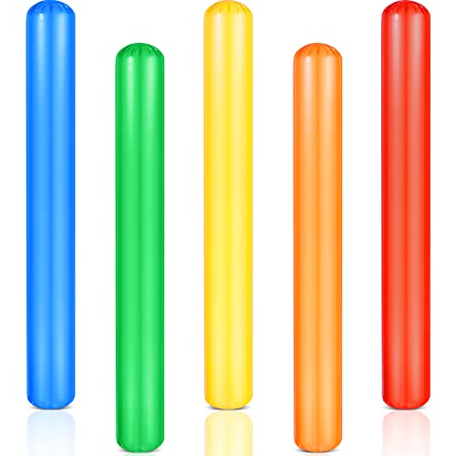 Chivao Inflatable Pool Noodles 41.3 Inch - 5 Pack Colorful PVC Swim Noodles for Adults - Water Games for Pool, Beach & Parties