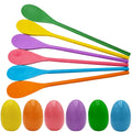 Chochkees 12-Piece Wooden Easter Egg and Spoon Race Game Set – 6 Eggs & 6 Spoons in 12 Colors for Outdoor Family Fun