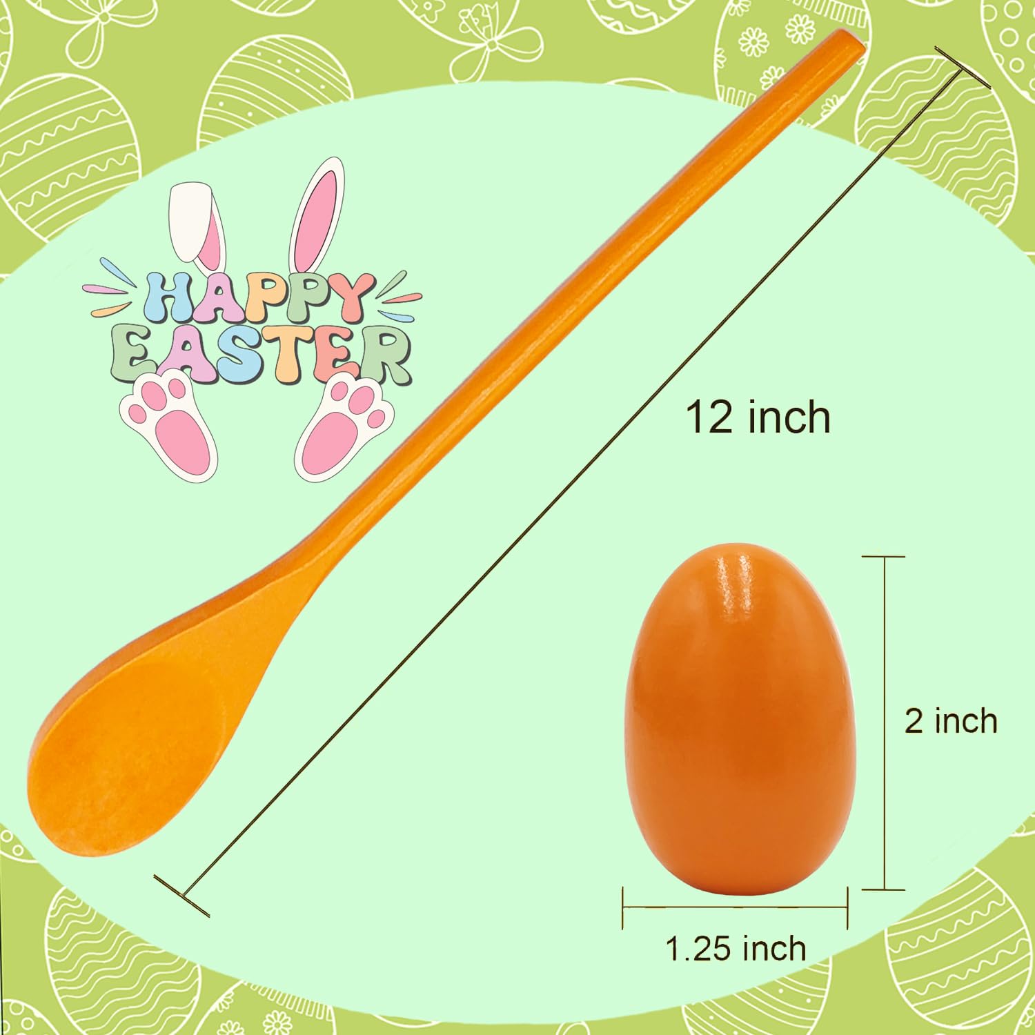 Chochkees 12-Piece Wooden Easter Egg and Spoon Race Game Set – 6 Eggs & 6 Spoons in 12 Colors for Outdoor Family Fun