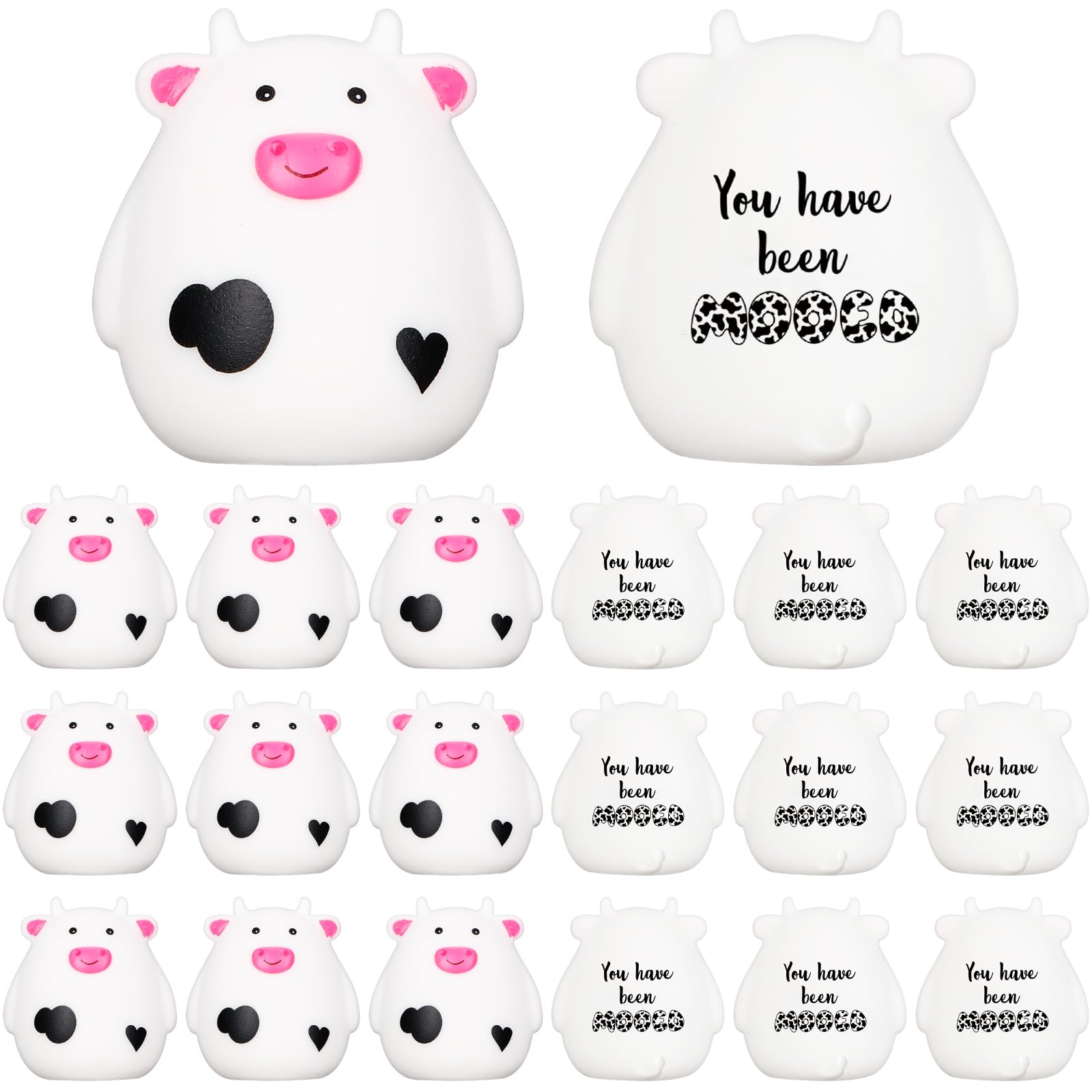 Cholemy 25 Mini Rubber Cow Figurines – Funny Puns, Squeeze Sound, Bulk Cute Gifts