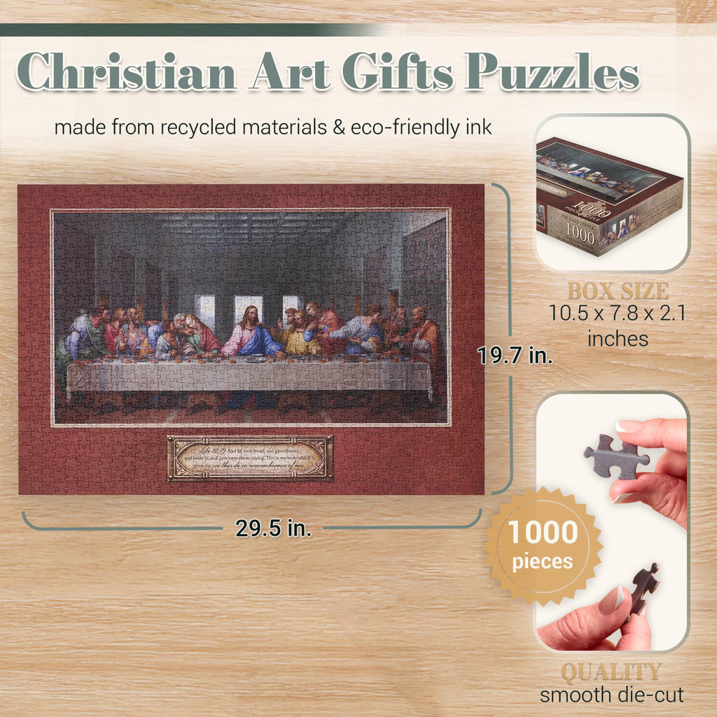 Christian Art Gifts Last Supper 1000-Piece Jigsaw Puzzle – Inspirational Scripture Puzzle for Adults and Teens