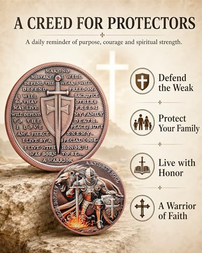 Christian Challenge Coin – Knight & Lion of Judah Design – Tokenara Faith Token