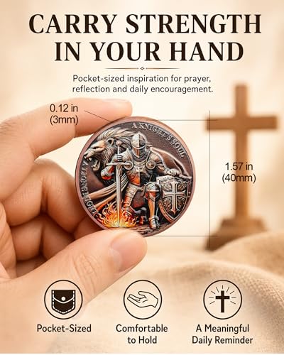 Christian Challenge Coin – Knight & Lion of Judah Design – Tokenara Faith Token