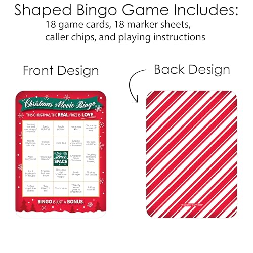 Christmas Movie Bingo Set - 18 Cards with Rom Com Holiday Theme - Party Game