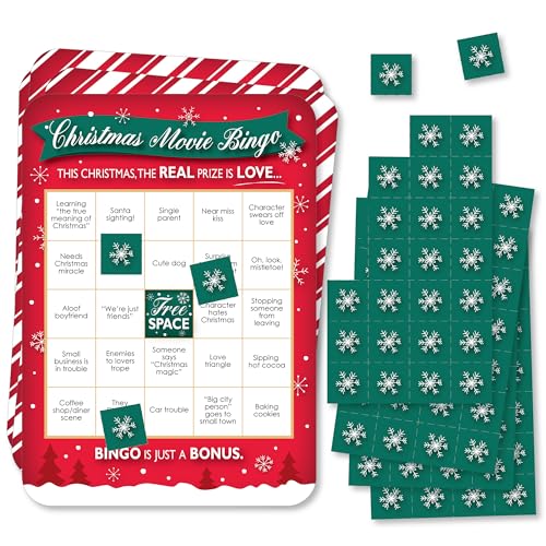 Christmas Movie Bingo Set - 18 Cards with Rom Com Holiday Theme - Party Game