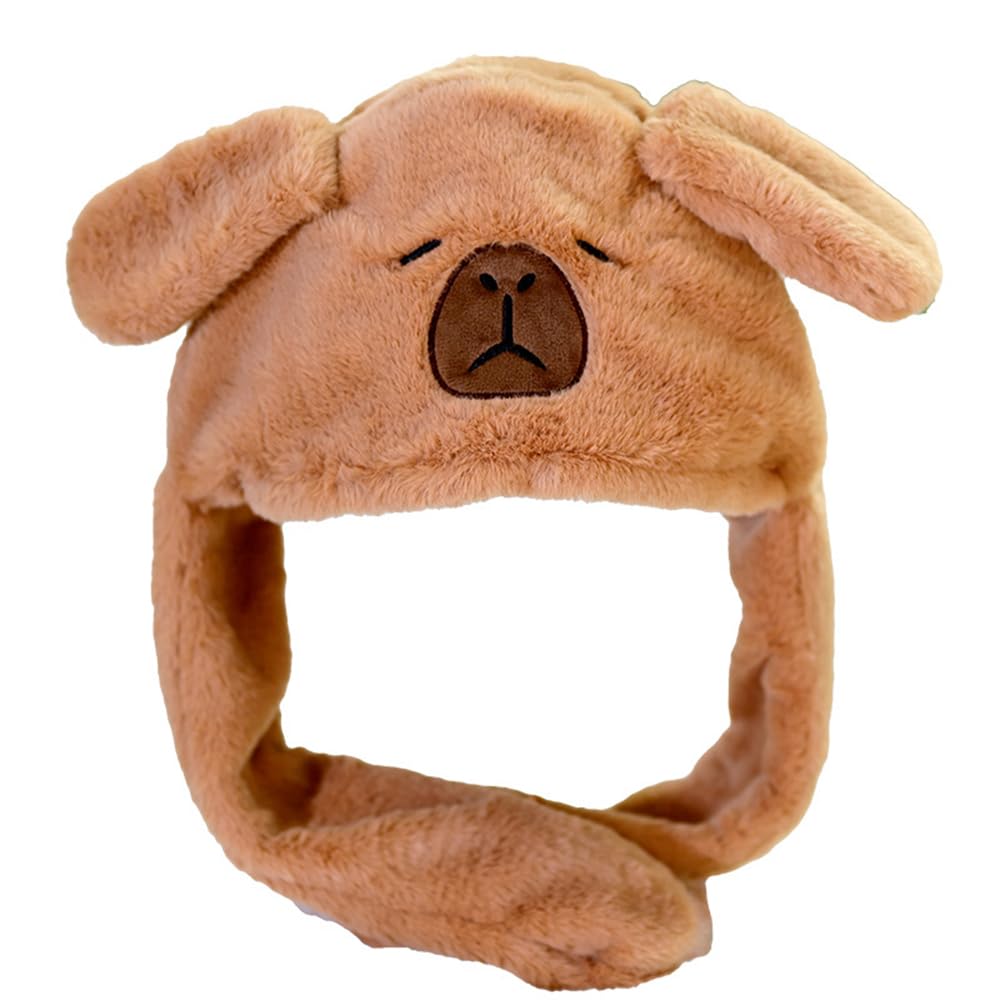 Christmas Plush Ear Hat with Moving Jumping Ears - Soft Animal Flap Hat for Gifts