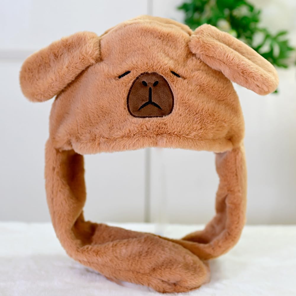 Christmas Plush Ear Hat with Moving Jumping Ears - Soft Animal Flap Hat for Gifts