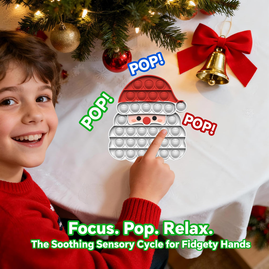 Christmas Pop Fidget Toy Set – Santa, Tree & Gingerbread Man – BPA-Free Silicone Stress Relief for Kids & Adults