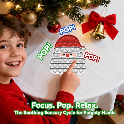 Christmas Pop Fidget Toy Set – Santa, Tree & Gingerbread Man – BPA-Free Silicone Stress Relief for Kids & Adults