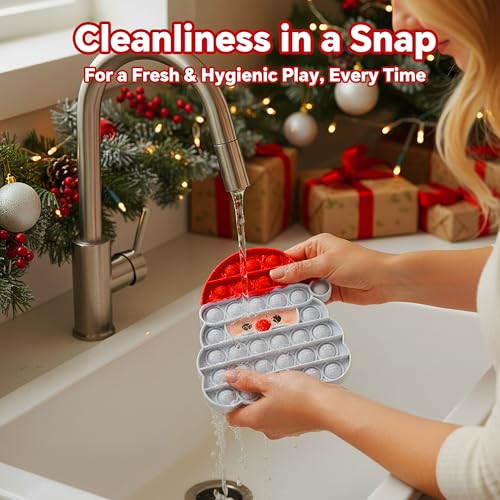 Christmas Pop Fidget Toy Set – Santa, Tree & Gingerbread Man – BPA-Free Silicone Stress Relief for Kids & Adults