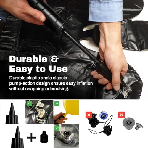 Chrome Cherry Hygienic Hand Held Air Pump – Manual Dual-Action for Inflatables, Toys & Exercise Balls