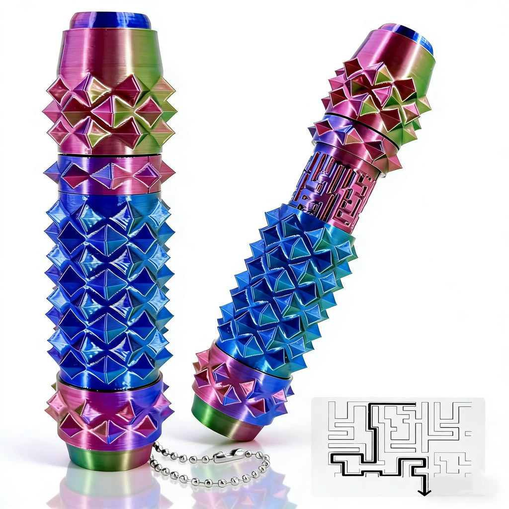 CHUAWANLY 6-in-1 Spiky Fidget Toy for Adults – Clicker, Spinner, Maze, Storage & Spiky Grip – Stress Relief Keychain (2026 Upgrade)