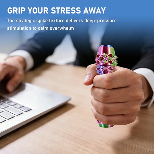 CHUAWANLY 6-in-1 Spiky Fidget Toy for Adults – Clicker, Spinner, Maze, Storage & Spiky Grip – Stress Relief Keychain (2026 Upgrade)