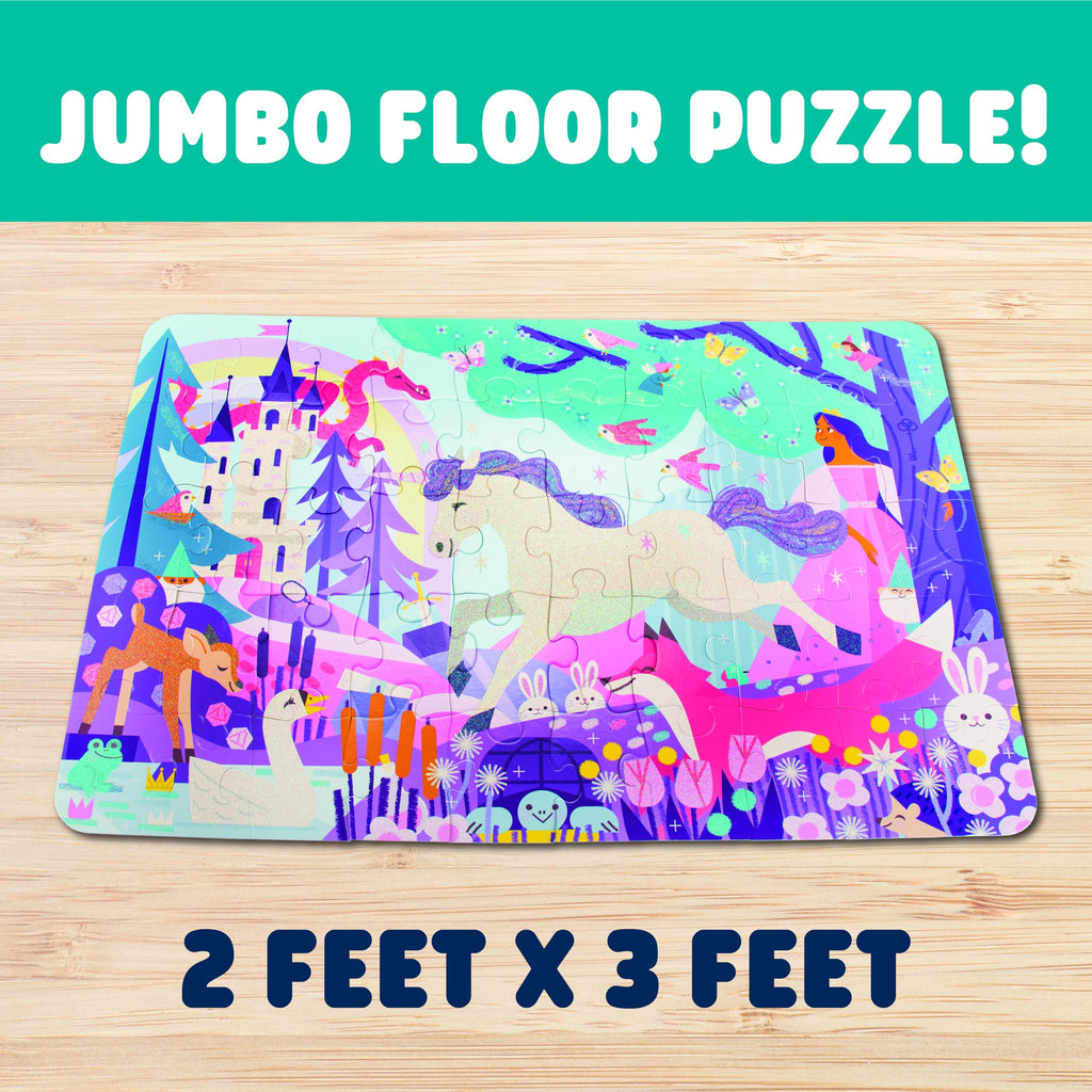 Chuckle & Roar 50-Piece Glitter Fantasy Floor Puzzle – Jumbo 24x36 Inch for Ages 3+