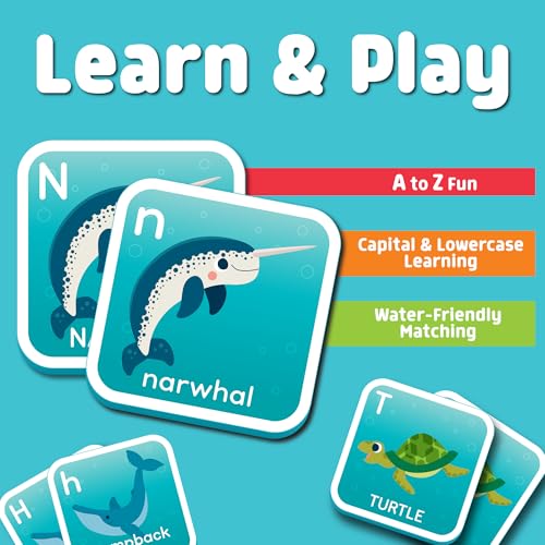 Chuckle & Roar Bath Matching Memory Game – Foam Alphabet Tiles for Toddlers 3+