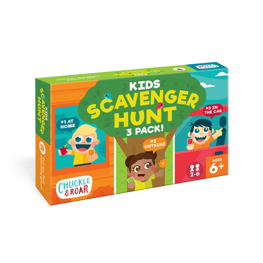 Chuckle & Roar Kids Scavenger Hunt 3-Pack – Active Wooden Shape Matching Game for Ages 4-6+