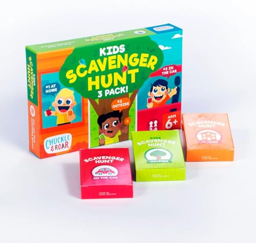 Chuckle & Roar Kids Scavenger Hunt 3-Pack – Active Wooden Shape Matching Game for Ages 4-6+