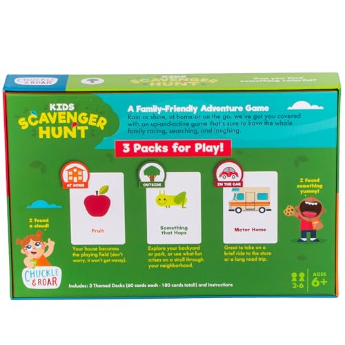 Chuckle & Roar Kids Scavenger Hunt 3-Pack – Active Wooden Shape Matching Game for Ages 4-6+