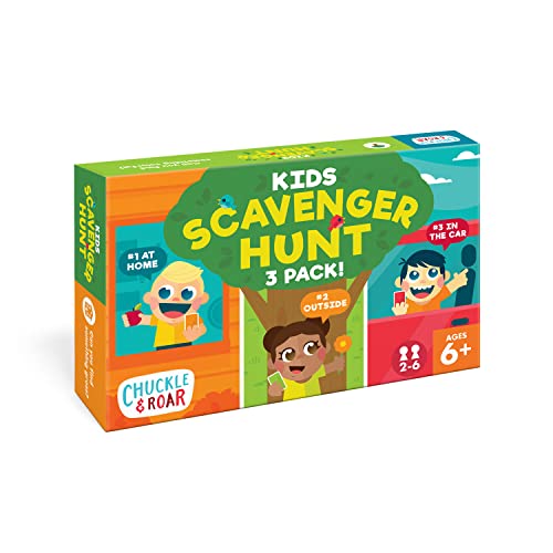 Chuckle & Roar Kids Scavenger Hunt 3-Pack – Active Wooden Shape Matching Game for Ages 4-6+