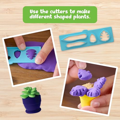 Chuckle & Roar Whoa Dough Slide & Shape Creator: Plants – 15-Color Air-Dry Craft Kit for Kids Ages 5+