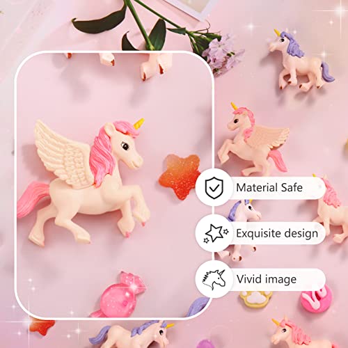 Chunful 12-Piece Mini Unicorn Figurines with Wings – Hand-Painted Plastic Cake Toppers for Birthday & Fairy Garden Decor