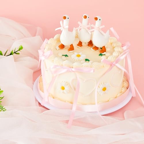 Chunful 28-Piece Silly Goose Birthday Cake Topper Set with Pink Bows and Daisies