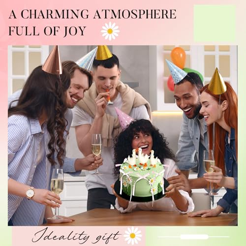 Chunful 28-Piece Silly Goose Birthday Cake Topper Set with Pink Bows and Daisies