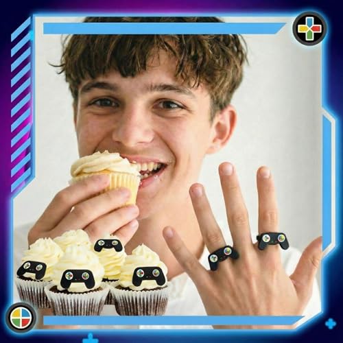 Chunful 48 Video Game Cupcake Toppers - Gamer Party Decorations for Birthdays & Celebrations