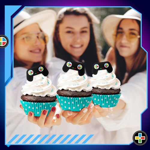 Chunful 48 Video Game Cupcake Toppers - Gamer Party Decorations for Birthdays & Celebrations