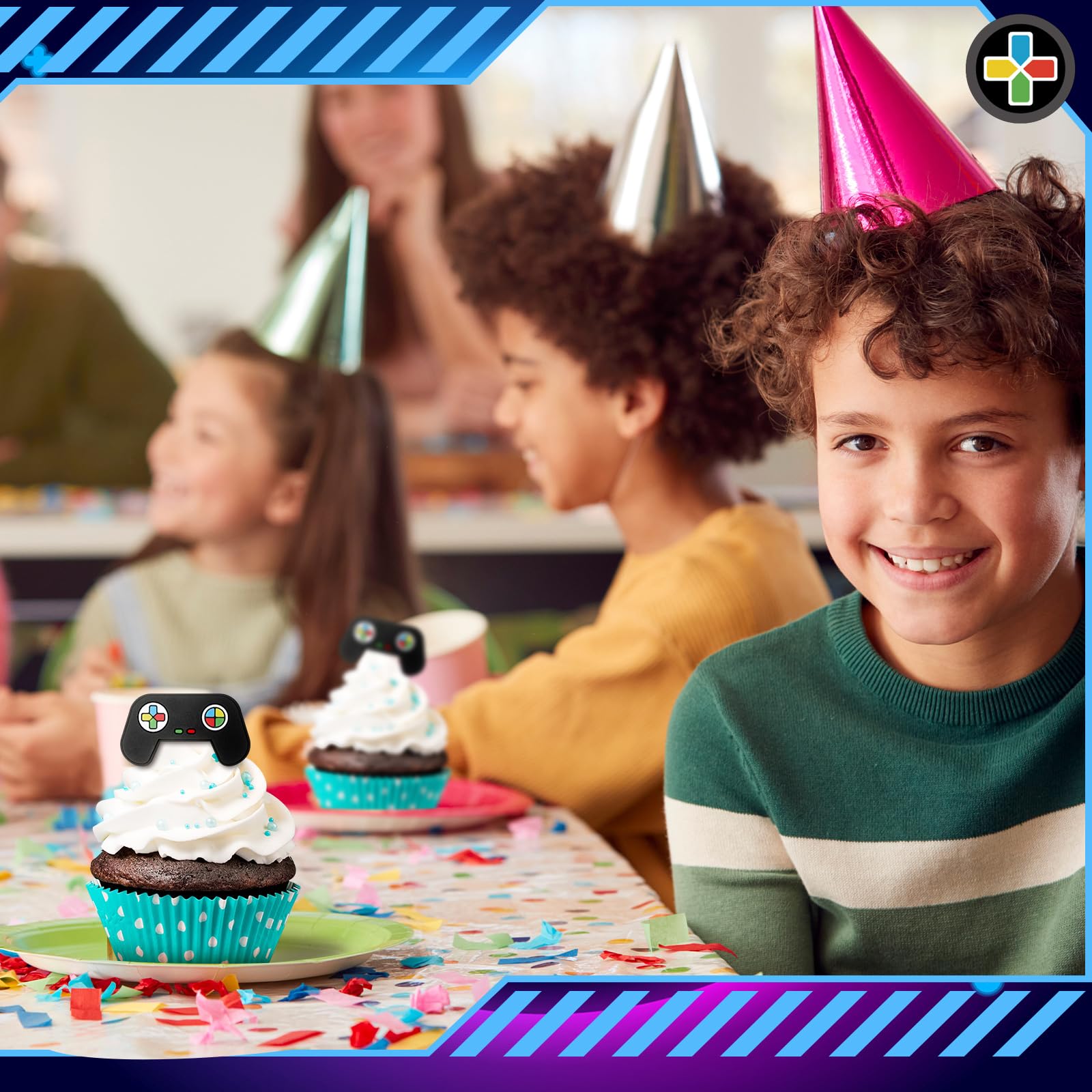 Chunful 48 Video Game Cupcake Toppers - Gamer Party Decorations for Birthdays & Celebrations
