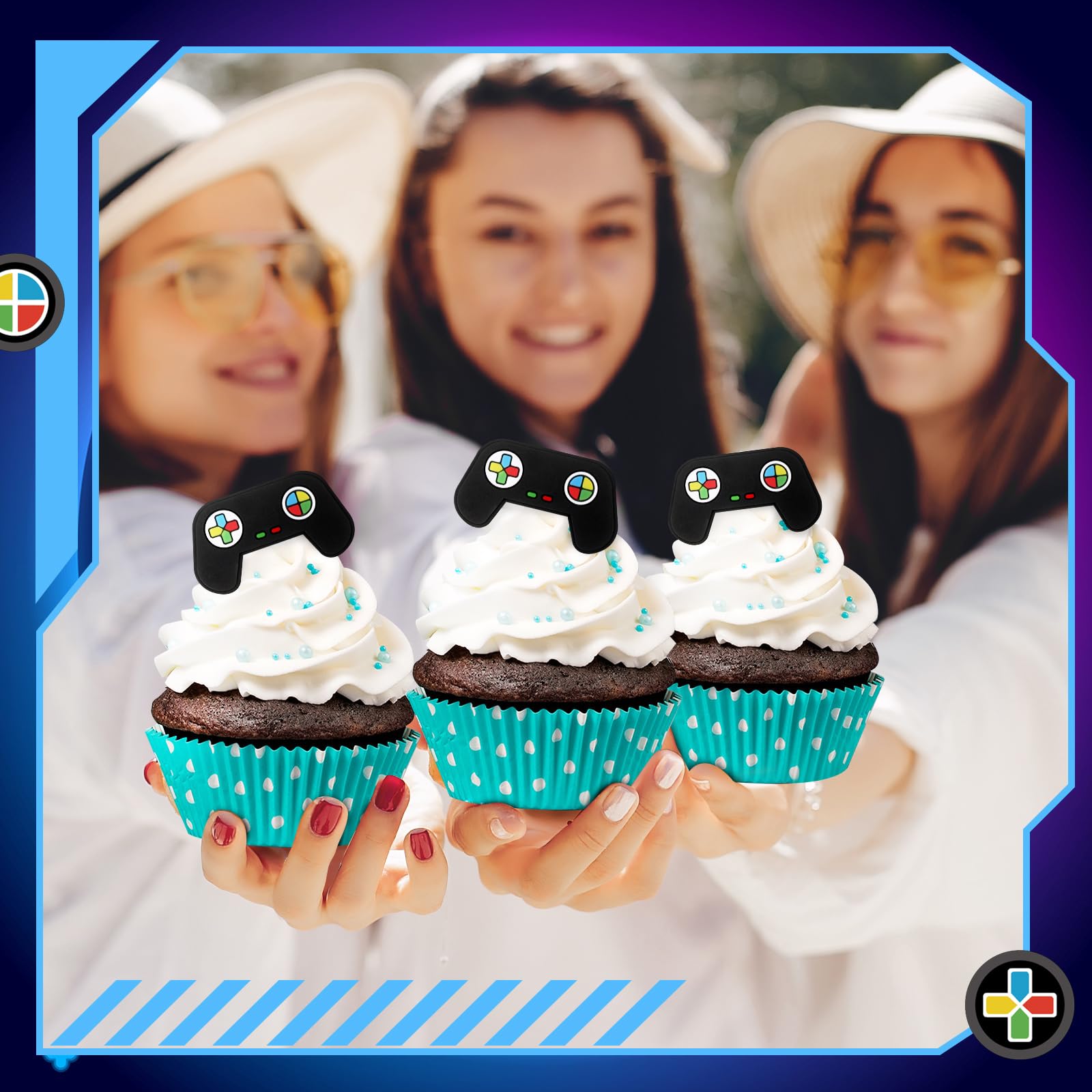 Chunful 48 Video Game Cupcake Toppers - Gamer Party Decorations for Birthdays & Celebrations