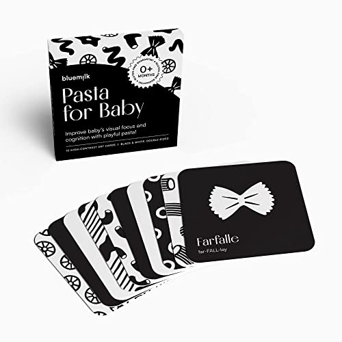 Chunky Deli High Contrast Pasta Flash Cards for Newborns – Black & White Sensory Toy for Tummy Time, 0+ Months
