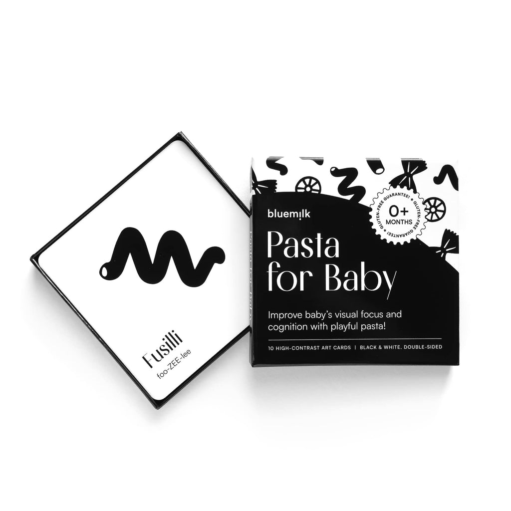 Chunky Deli High Contrast Pasta Flash Cards for Newborns – Black & White Sensory Toy for Tummy Time, 0+ Months