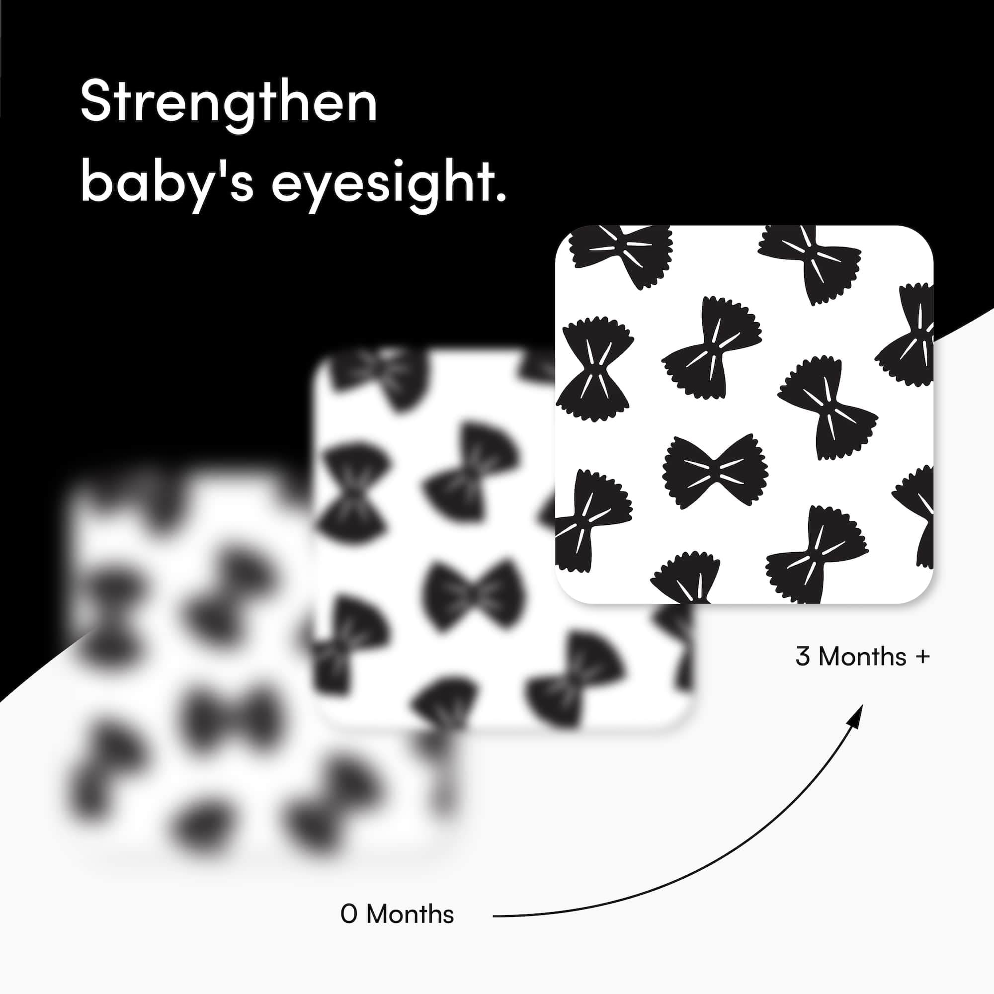 Chunky Deli High Contrast Pasta Flash Cards for Newborns – Black & White Sensory Toy for Tummy Time, 0+ Months