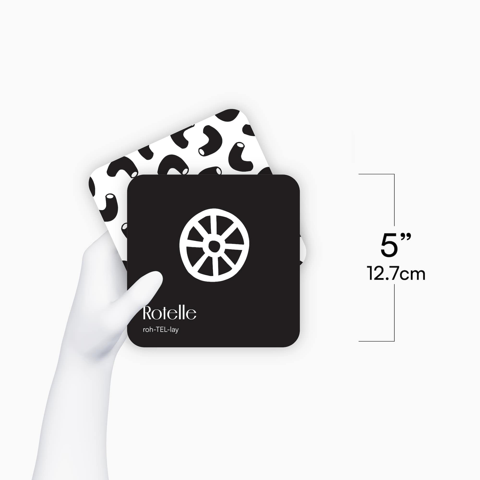 Chunky Deli High Contrast Pasta Flash Cards for Newborns – Black & White Sensory Toy for Tummy Time, 0+ Months