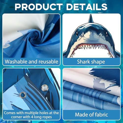 CHUNNIN Shark Porch Banner Set – 3-Piece Sea Animal Door Decoration for Ocean Birthday Parties, Photo Backdrop, Indoor/Outdoor Use