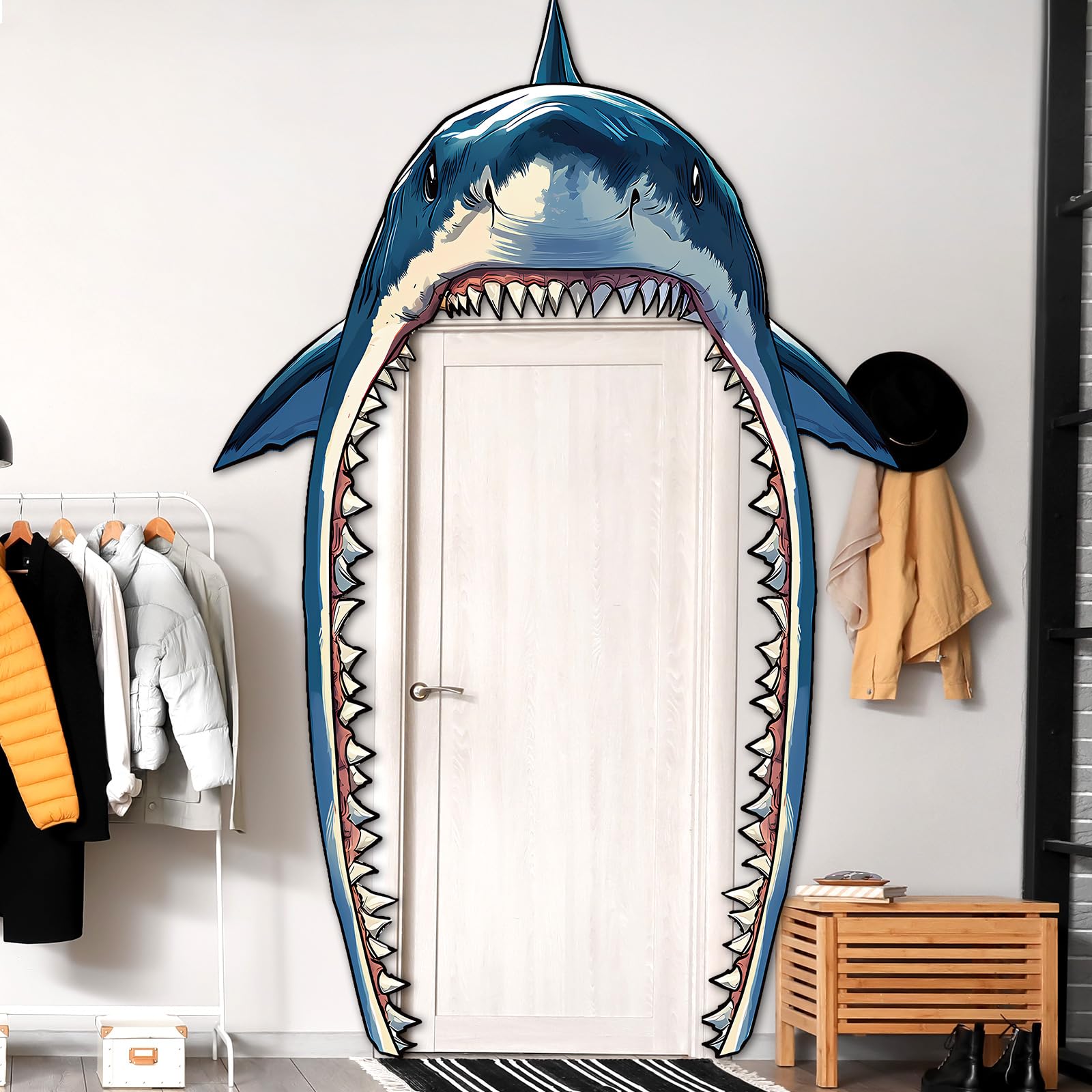 CHUNNIN Shark Porch Banner Set – 3-Piece Sea Animal Door Decoration for Ocean Birthday Parties, Photo Backdrop, Indoor/Outdoor Use