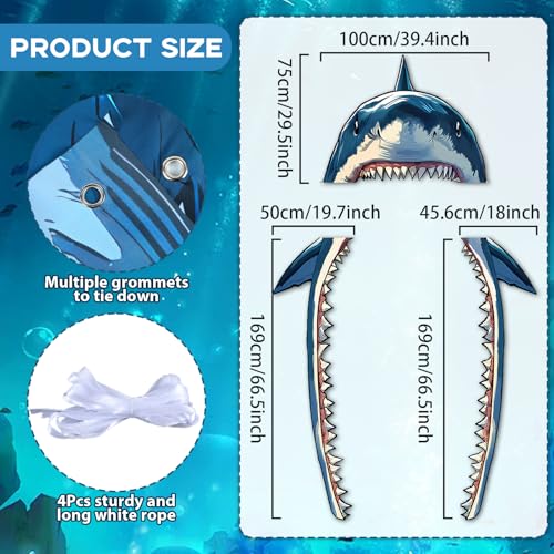 CHUNNIN Shark Porch Banner Set – 3-Piece Sea Animal Door Decoration for Ocean Birthday Parties, Photo Backdrop, Indoor/Outdoor Use