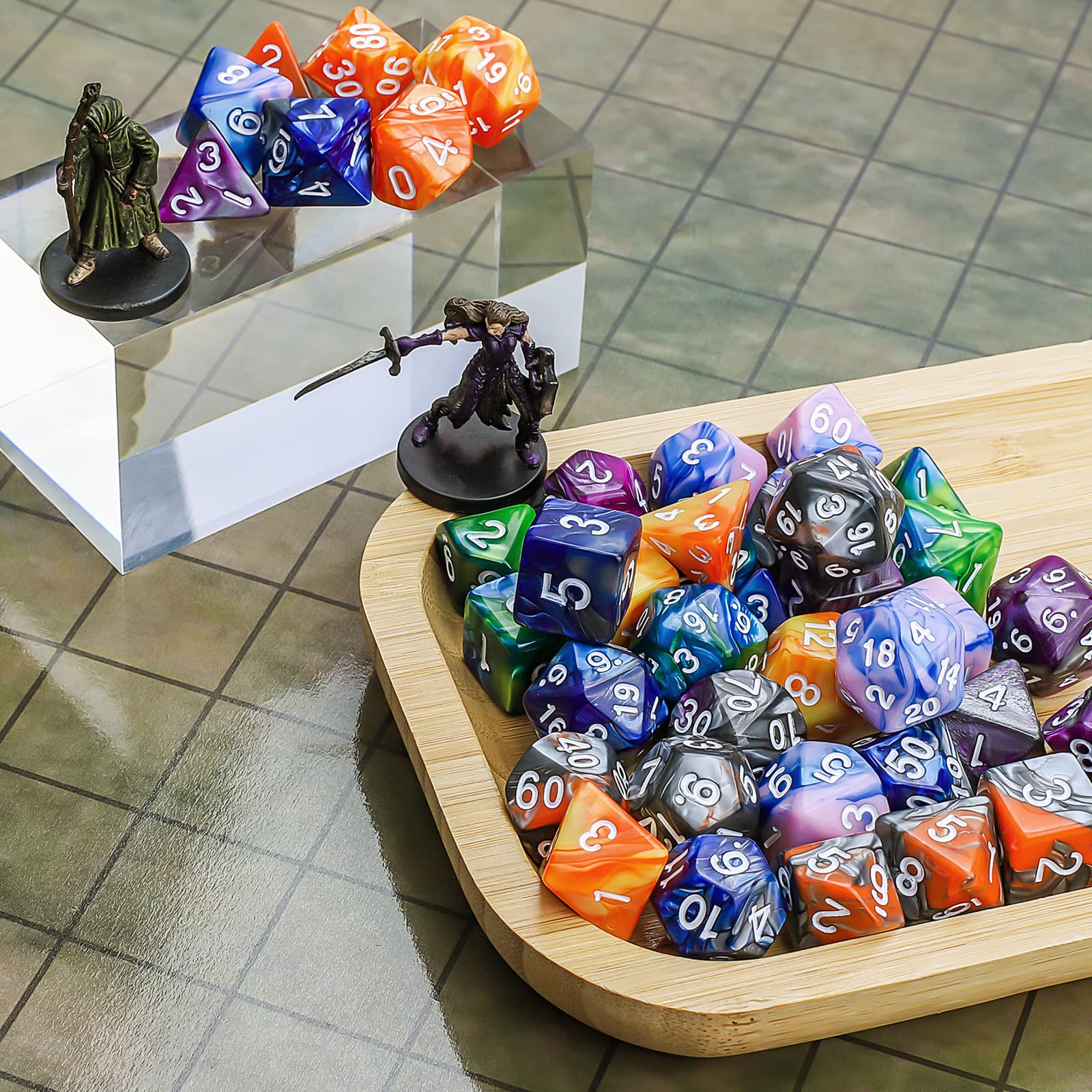 CiaraQ 42-Piece Polyhedral Dice Set – 6 Complete Sets for D&D RPG Games with Gold Pouches