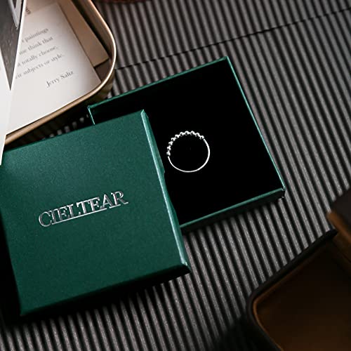 CIELTEAR 925 Sterling Silver Fidget Ring – Size 8, Smooth Spinner Ring for Anxiety Relief