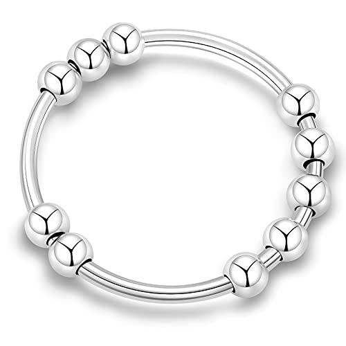 CIELTEAR 925 Sterling Silver Fidget Ring – Spinner Ring for Anxiety Relief, Unisex Jewelry