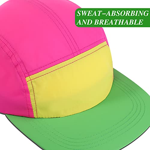 Cindeer Adjustable Neon Hat - 80s 90s Retro Nylon Cap for Costumes & Outdoor Activities
