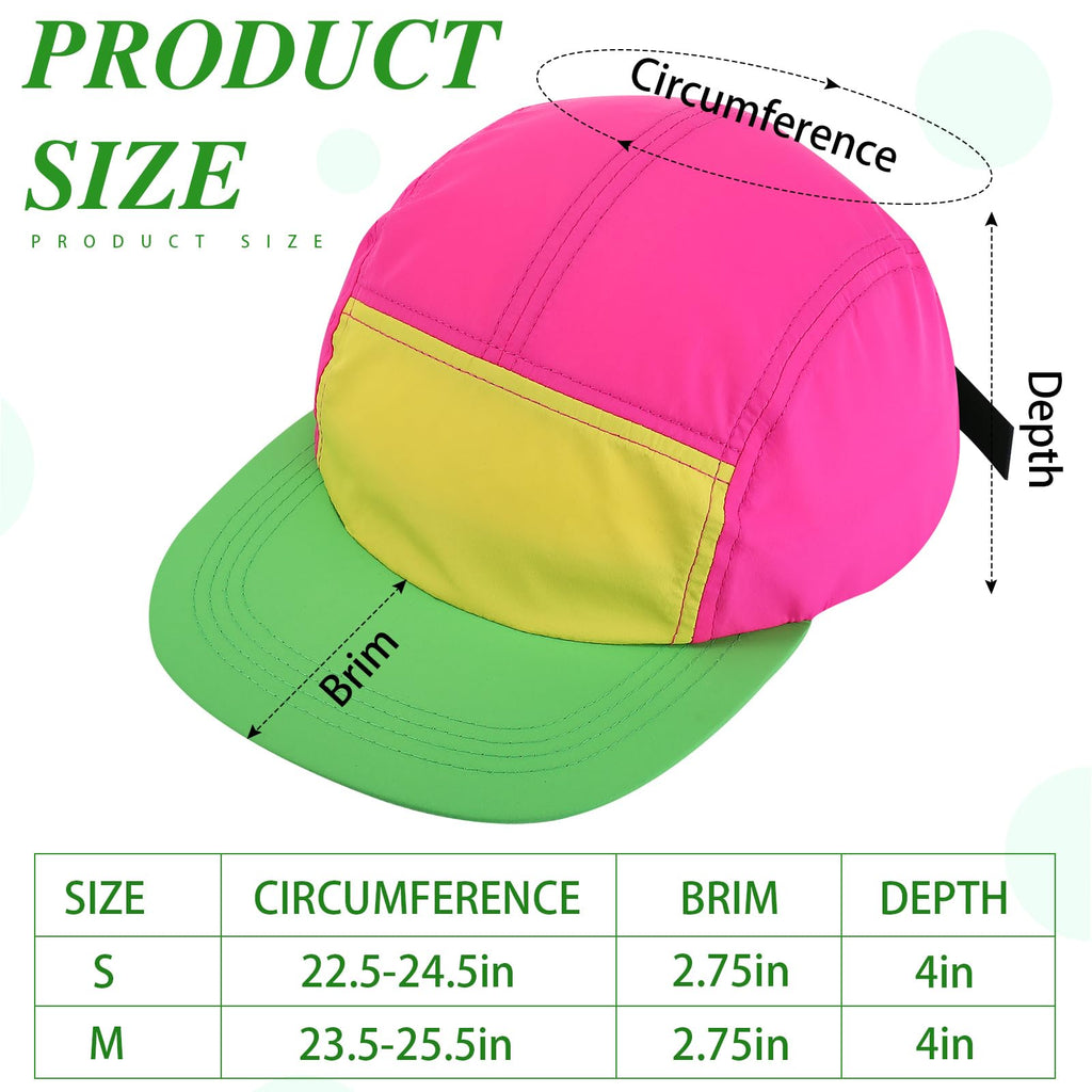 Cindeer Adjustable Neon Hat - 80s 90s Retro Nylon Cap for Costumes & Outdoor Activities