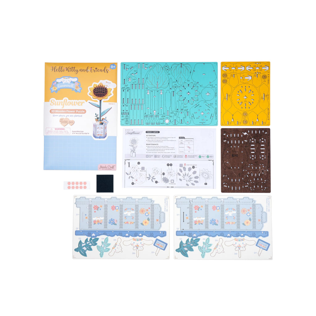 Cinnamoroll Sunflower 3D Wooden Puzzle Kit – Hands Craft DIY Model