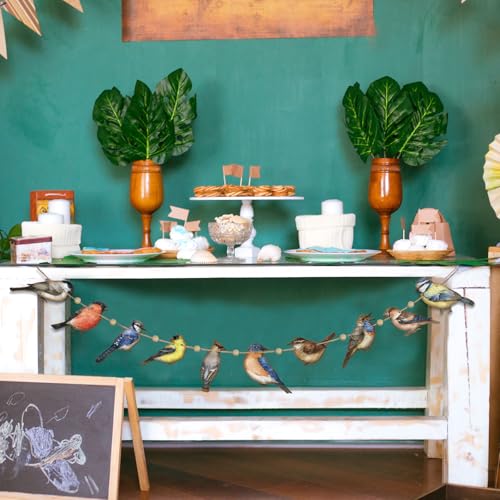 Cinnvoice Wooden Bird Garland Banner - 6.56 ft Hanging Decor for Parties, Baby Showers, Nursery