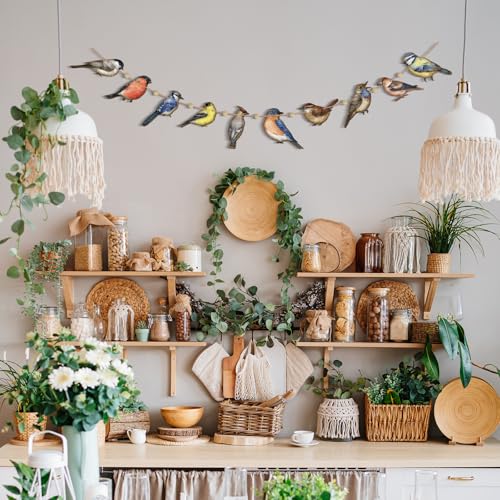 Cinnvoice Wooden Bird Garland Banner - 6.56 ft Hanging Decor for Parties, Baby Showers, Nursery