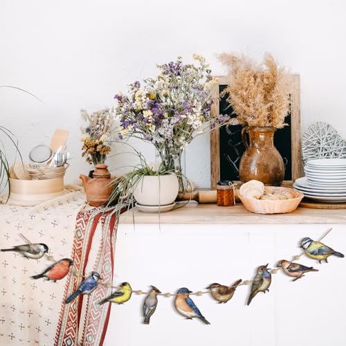 Cinnvoice Wooden Bird Garland Banner - 6.56 ft Hanging Decor for Parties, Baby Showers, Nursery
